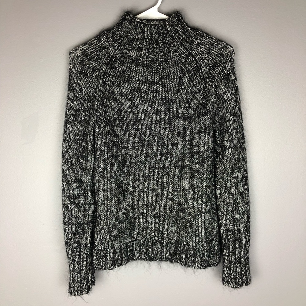 Express Metallic Mock Neck Knit Sweater